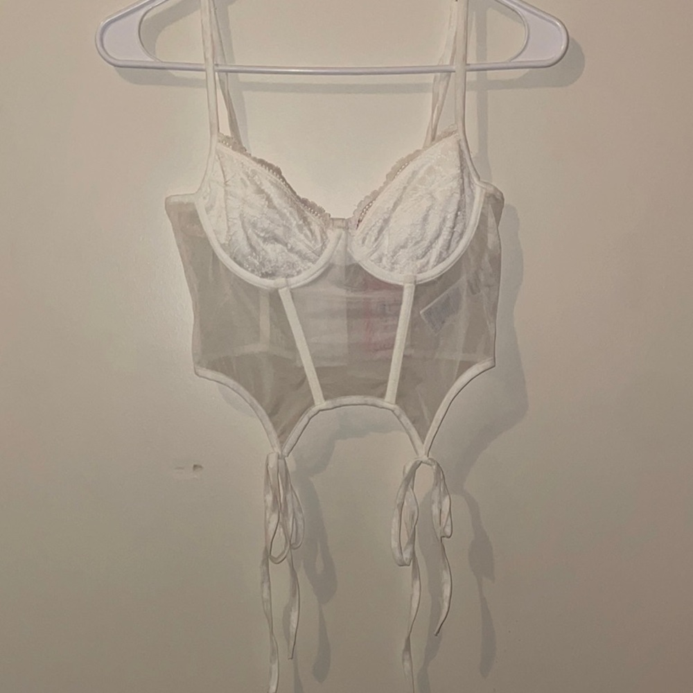 Edikted White Mesh Corset Top